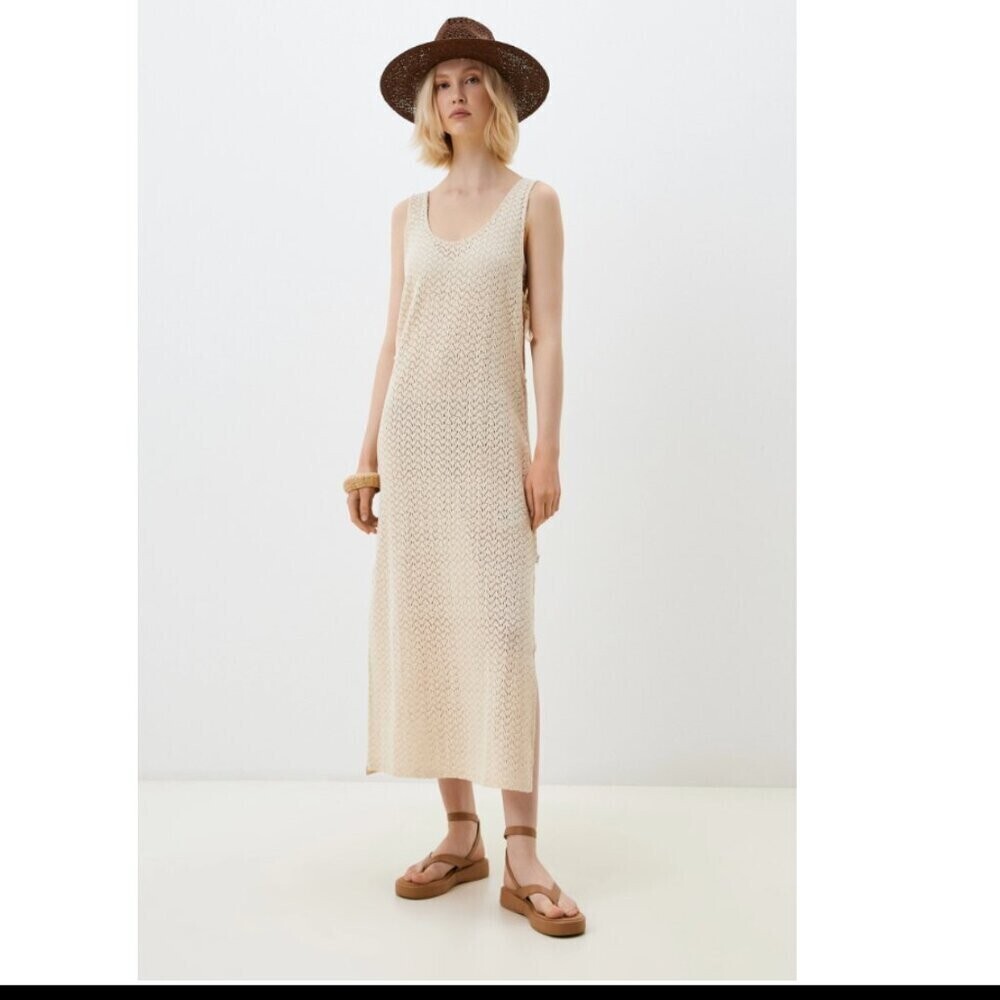 Roxy Beach Journey Knit Crochet Dress NWT Cream Size Small - Picture 8 of 13